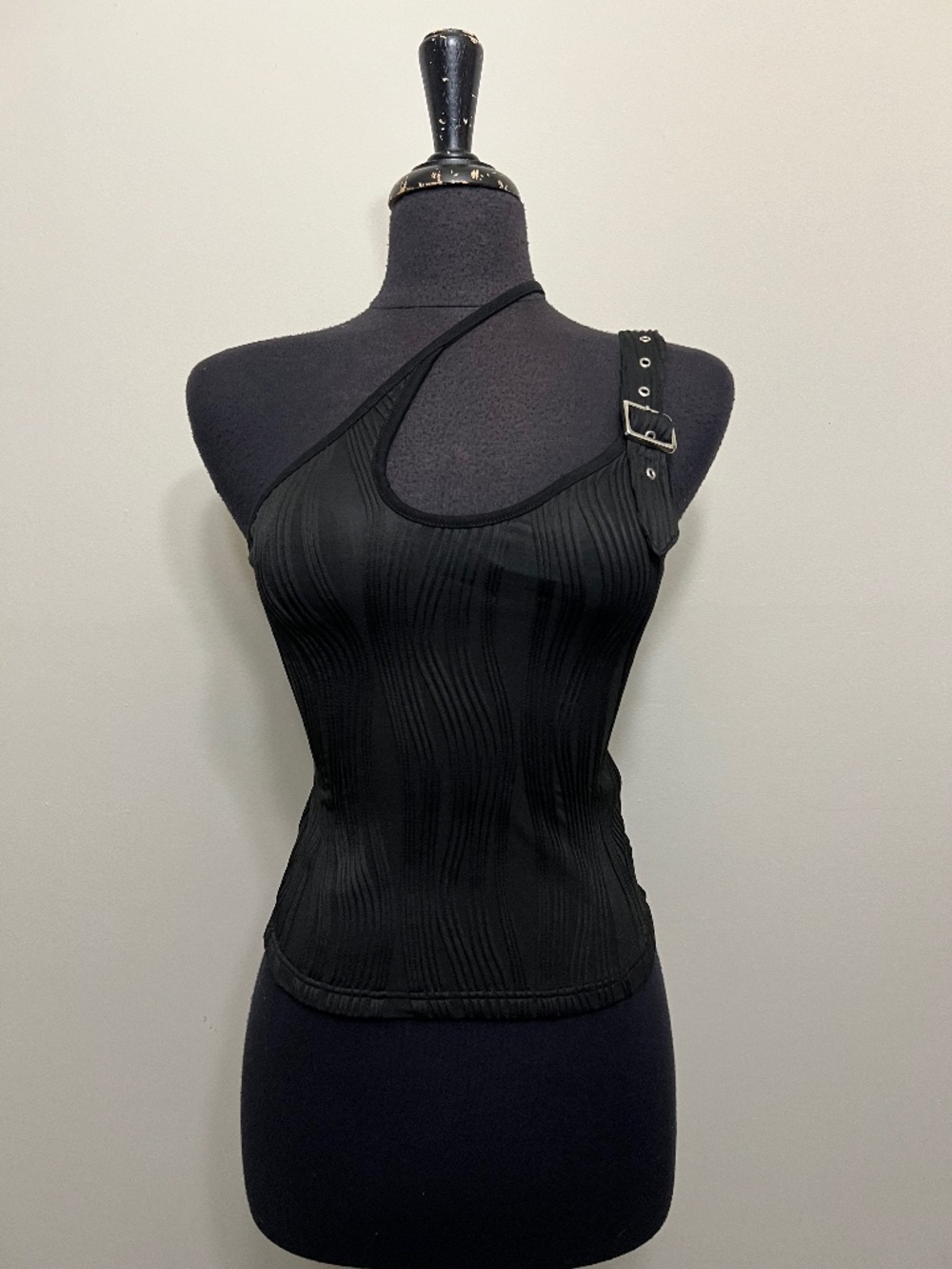 Punk Rave Black Grunge Single Shoulder Tank Top